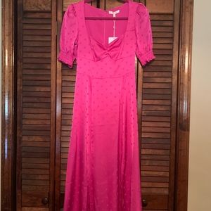 Nwt Wayf Pink Polka Dot Dress